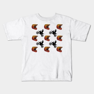 Dirt bike and helmet pattern Kids T-Shirt